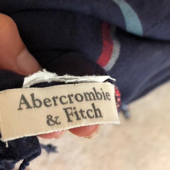 Abercrombie & Fitch Long Navy Blue Stripe Scarf - Picture 2 of 6